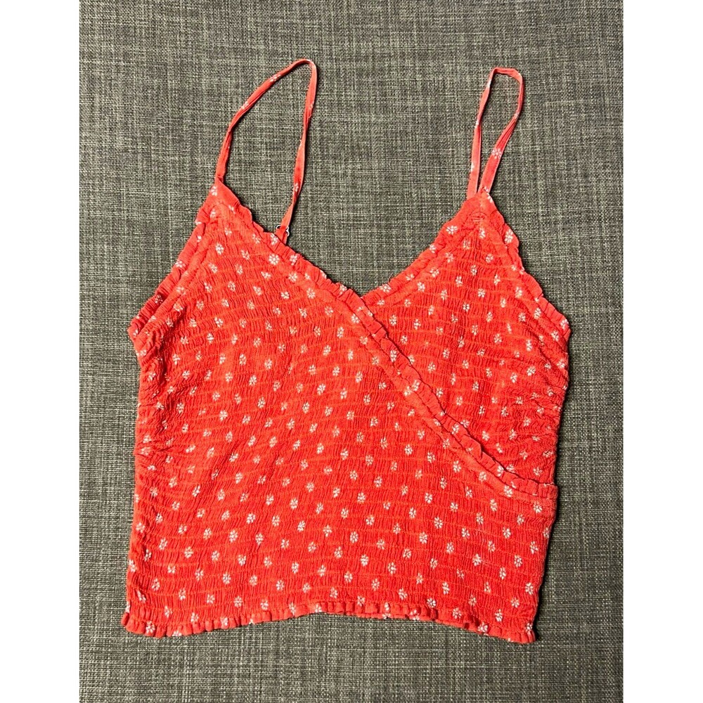 Hollister Coral Floral Smocked Cami Tank Top Size XS